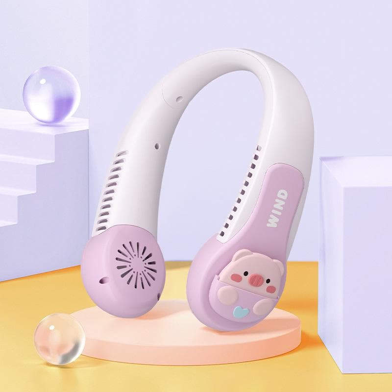 3000mAh Hanging Neck Fan Portable Bladeless Fan Personal Wearable Neckband Leafless Fan USB Rechargeable Fan Mini Necklace Fan purple