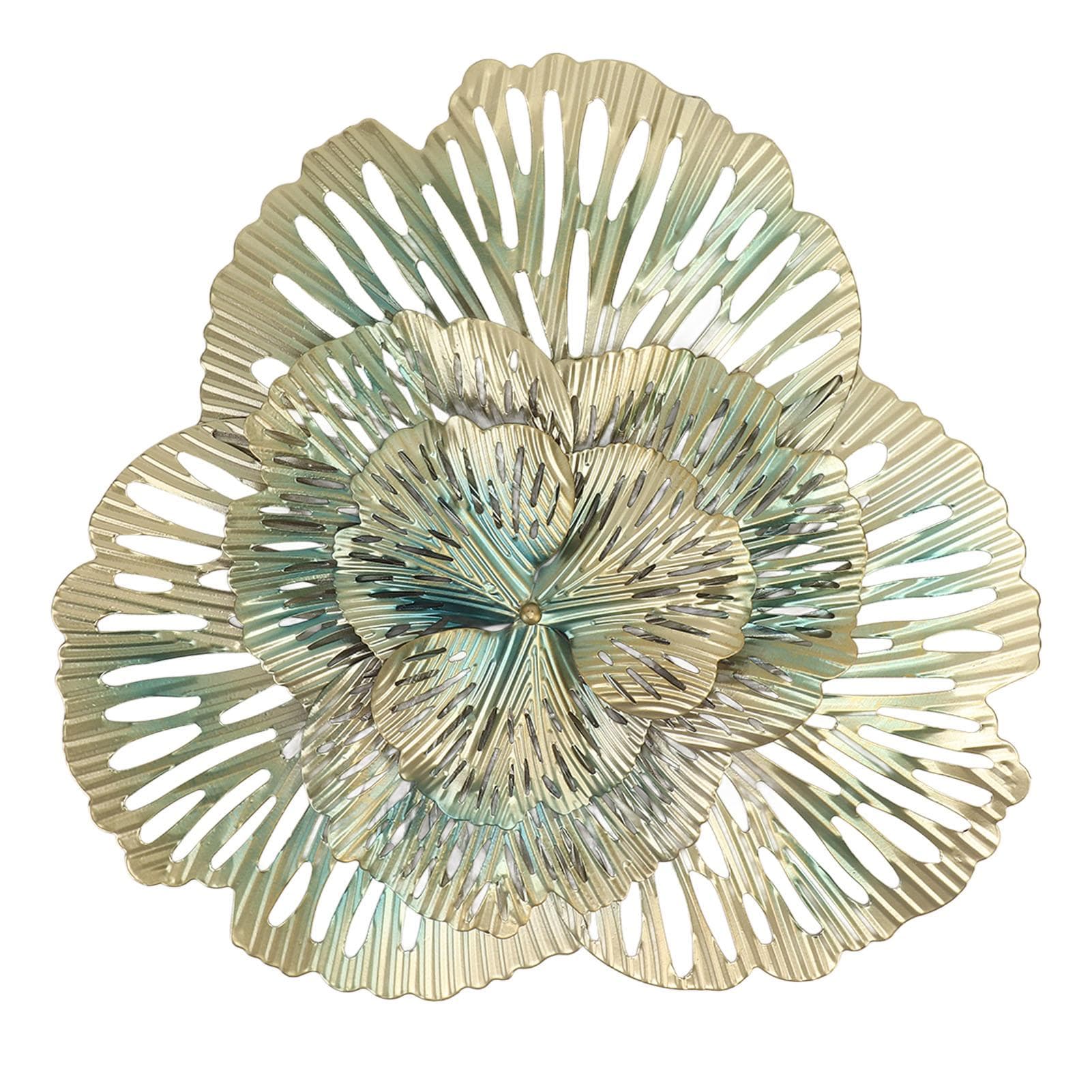 Metal Wall Decor Modern Stylish Triangular Ginkgo Flower Iron 3D Wall Sculpture for Living Room