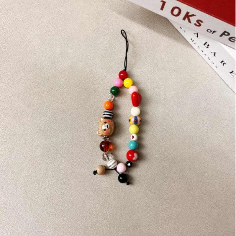 Cute Candy Cat Paw Phone Charm Strap CCD Camera Lanyard DIY Beaded Pendant Sweet Girl Keychain For iPhone Accessory