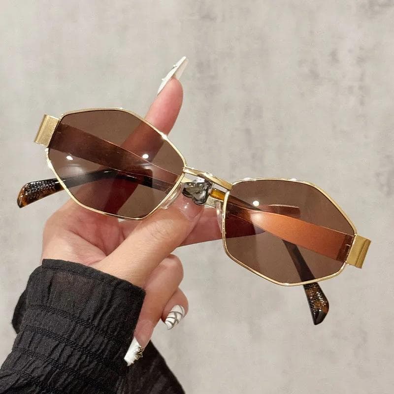 Hexagon Punk Sunglasses Small Frame Vintage Retro Shades For Women Men Luxury Brand Polygon Eyewear