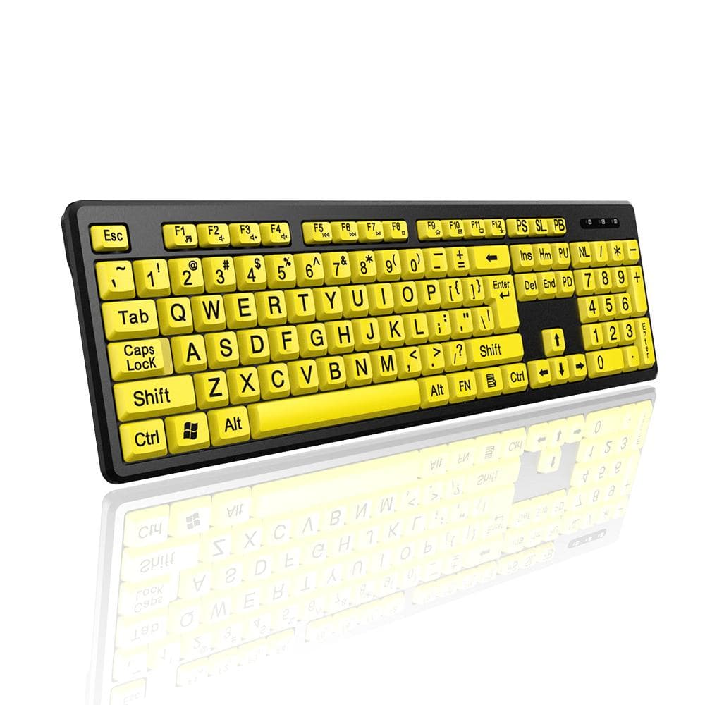 Wired Keyboard - Yellow Large Character Keyboard for Elderly,High Compatibility USB Plug-and-Play yellow