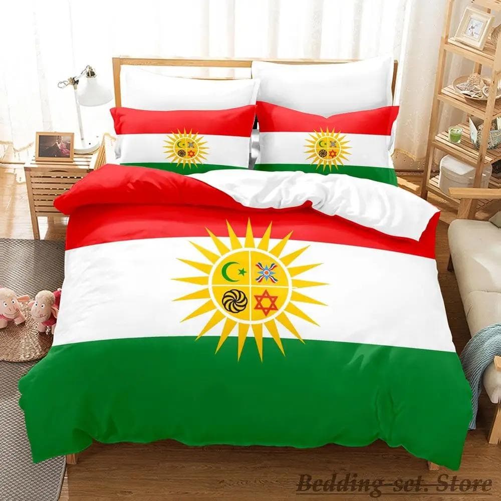 Kurdistan Flag Bedding Set Single Twin Full Queen King Size Bed Set Adult Kid Bedroom Duvetcover Sets parure de lit Bed EU Single 135x200cm