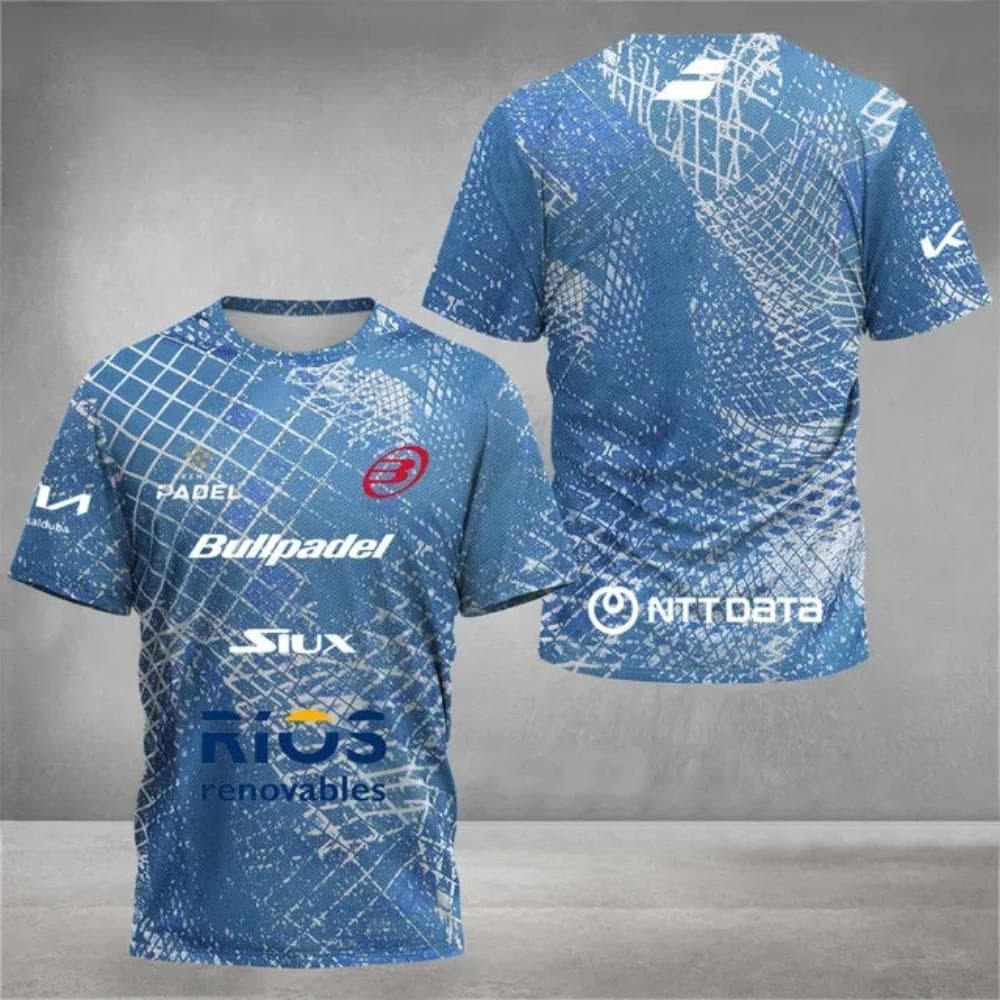 Padel tennis fan breathable quick drying T-shirt, men's tennis training top, 3D printed summer short sleeved clothing, round M