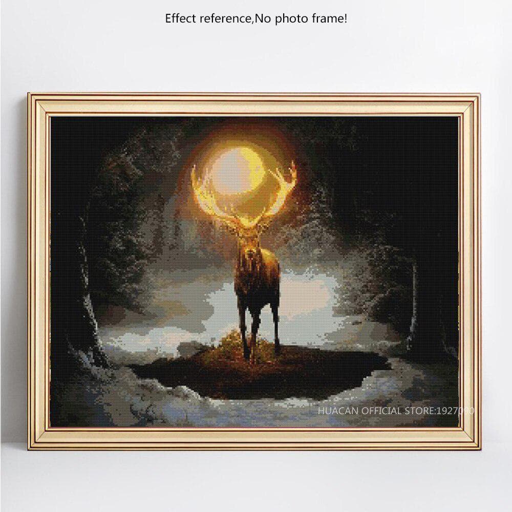 Diamond Painting Animal Deer Sunset Rhinestone Mosaic Diamond Embroidery Cross Stitch 20X30CM