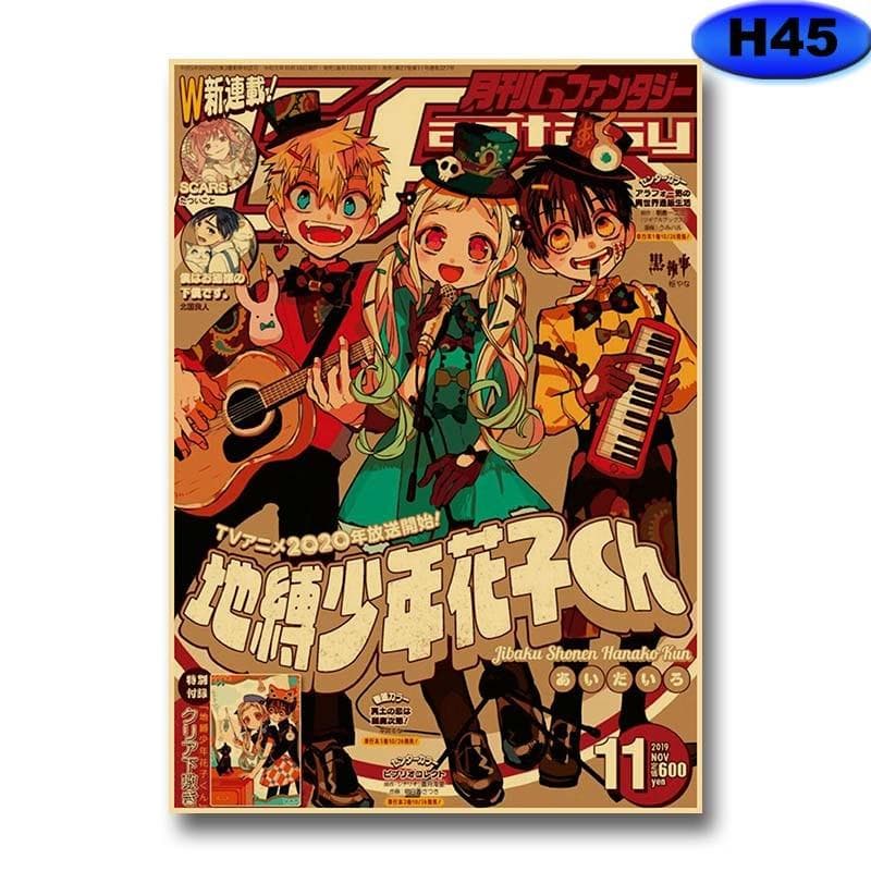 Vintage Anime Posters Attack on Titan/Demon Slayer/Jujutsu Kaisen Manga Aesthetic Poster Kraft Paper Home Decor Wall Stickers 30x21cm