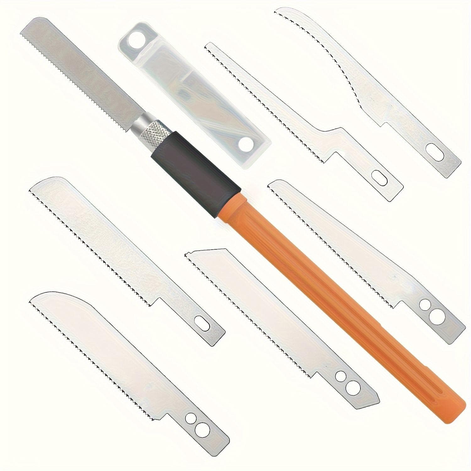 8-Piece Mini Hand Saw Model Craft Set, DIY Precision Hobby Knife with Replaceable Steel Blades for Cutting Wood & Crafts, Manual Multifunctional Tool