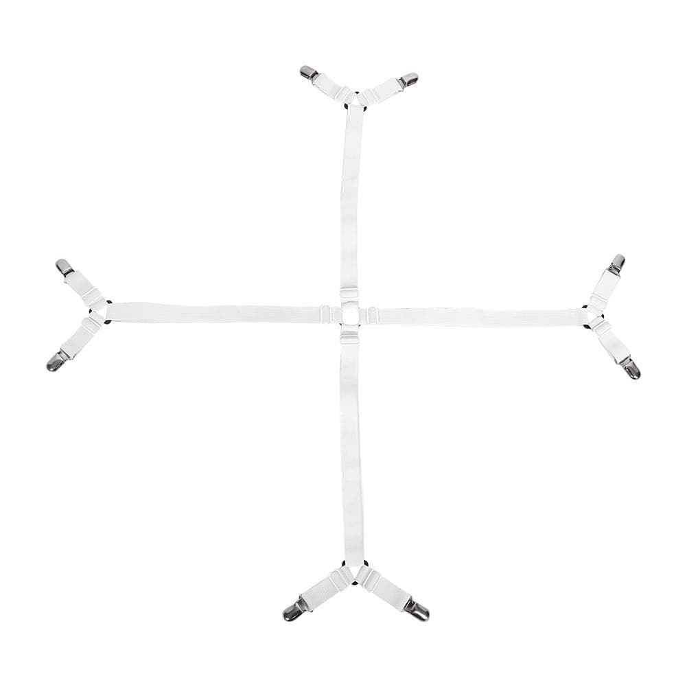 Elastic Crisscross Bed Mattress Sheet Straps Clips Triangle Grippers Holder Fasteners White White