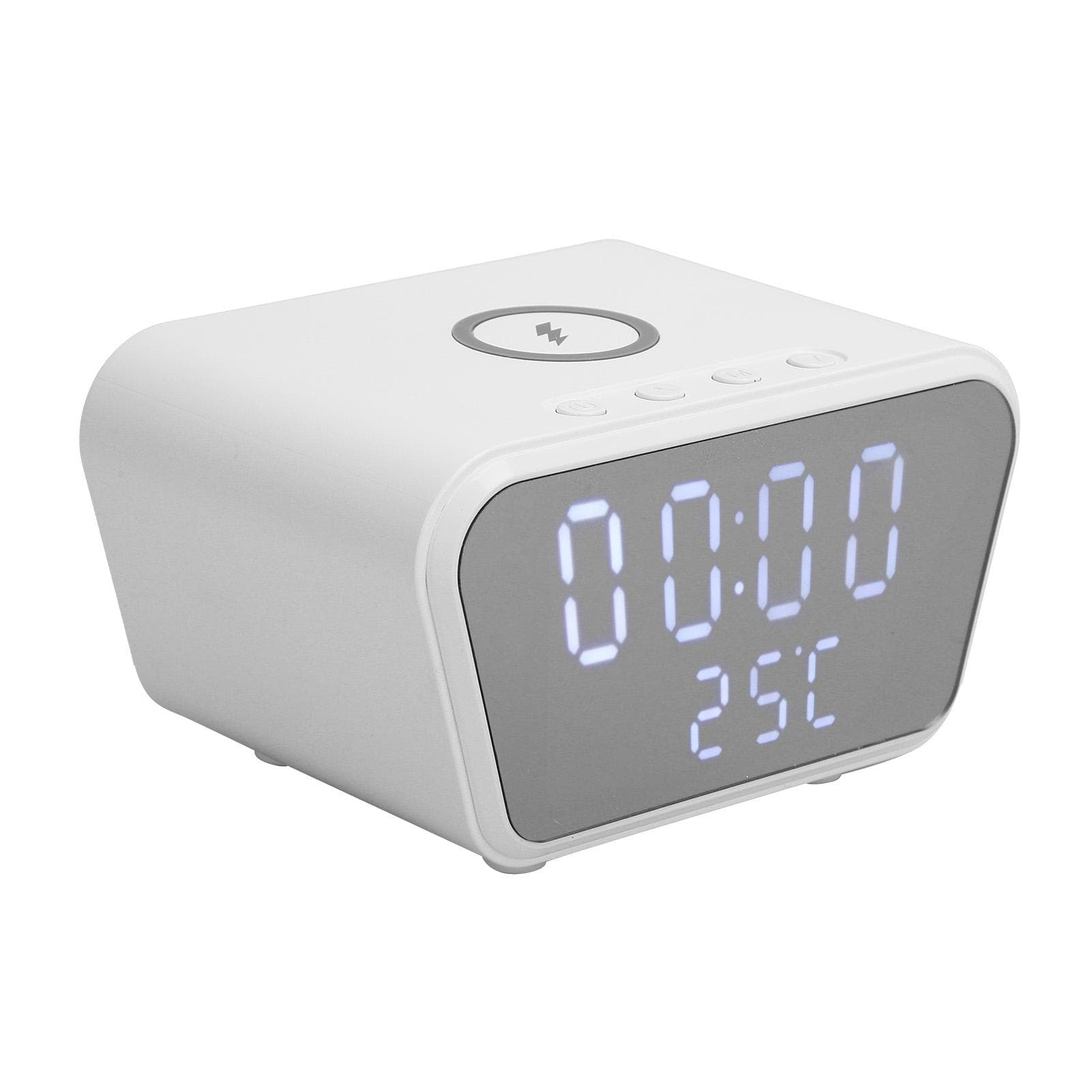 Wireless Charger Alarm Clock Smart Digital Desktop Electronic Clock with Temperature Tester white