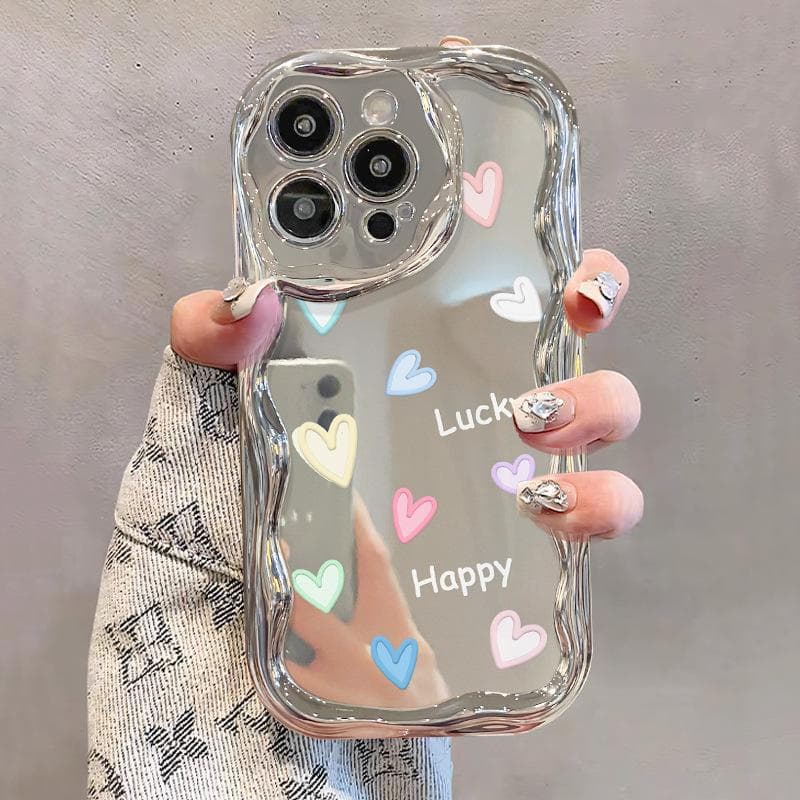 Applicable To Apple 15 Mobile Phone Case IPhone14promax/13 Electroplated Silver Pattern 11/12 Graffiti Love Xr Anti-fall iPhone 7 Plus