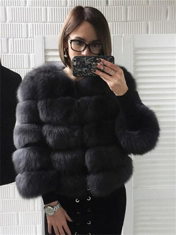 Warm Winter New Fashion Faux Fur Jackets For Women 2022 Mink Coats Women Autumn Winter Top Fashion FAUX Fur Coat Elegant Thick M black