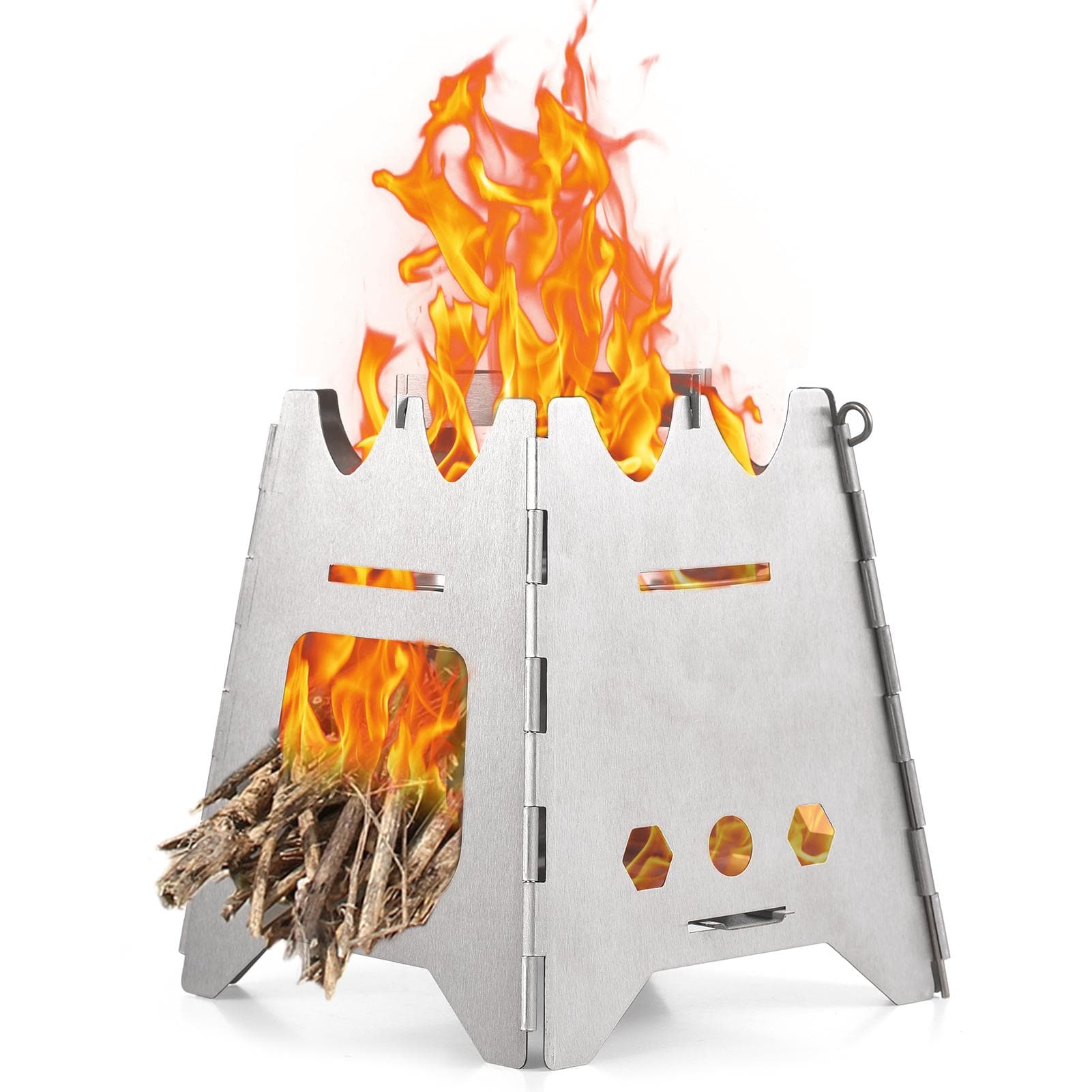 Collapsible Camping Stove Wood Burning Stove Portable Stainless Steel Backpacking Stove Alcohol M