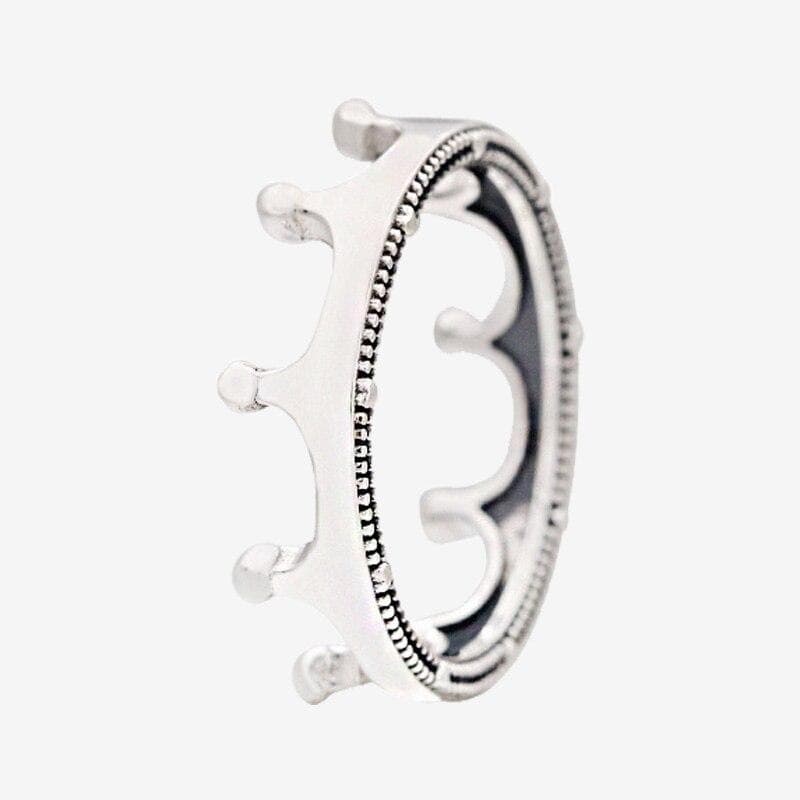 925 Sterling Silver Pan Ring New Shiny Crown Ring For Women Wedding Party Gift Fashion Jewelry 8