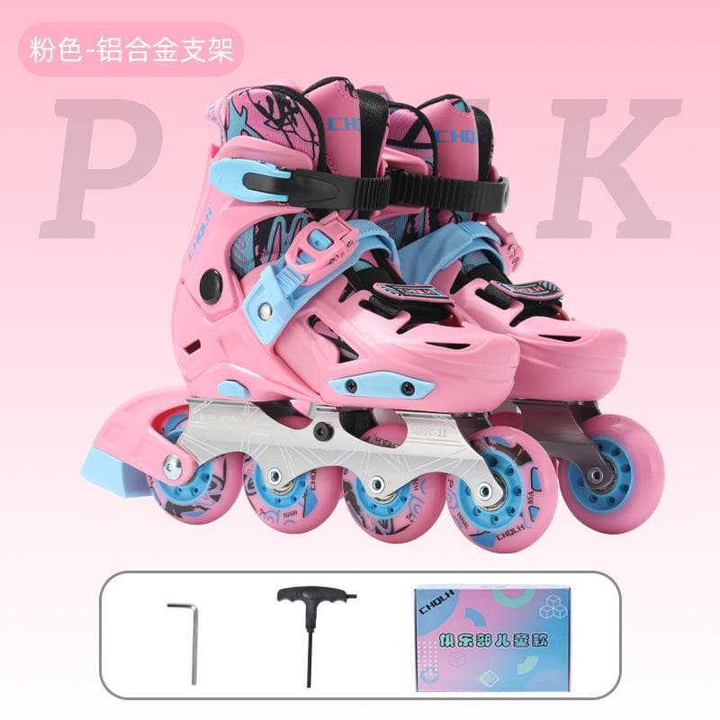Roller Skates Aluminum Alloy Bracket Skates Children's Primary Selection Class Professional Flat Flower Leisure Source L (size 38-41) pink