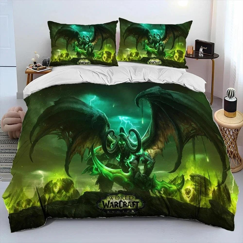 3D Print Game World Warcraft WOW Bedding Set Duvet Cover Bed Set Quilt Cover Pillowcase Comforter king Queen Size Boys Adult EU Double 200x200cm