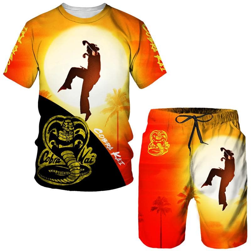 Summer Cobra Kai 3D Printed T-Shirt/Shorts/Suit Men's Cool Short Sleeve Athletic Set Casual Hip Hop Sportswear 2 Piece Tracksuit 4XL