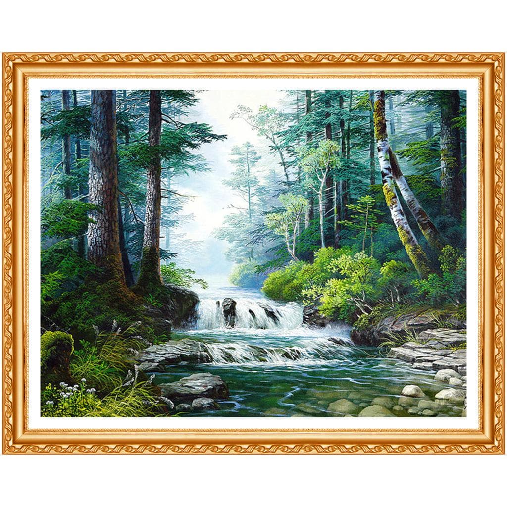 3d Nature Diamond Embroidery Full Drill Diamond Painting Waterfall Forest 5d Diy Diamond Painting 20X30CM