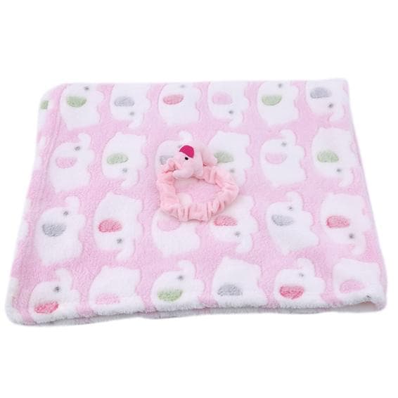 Coral Fleece Blanket Elephant Printing Air Conditioning Blanket Soft Lovely Cape Rolls Carpet Home Textile One Size pink