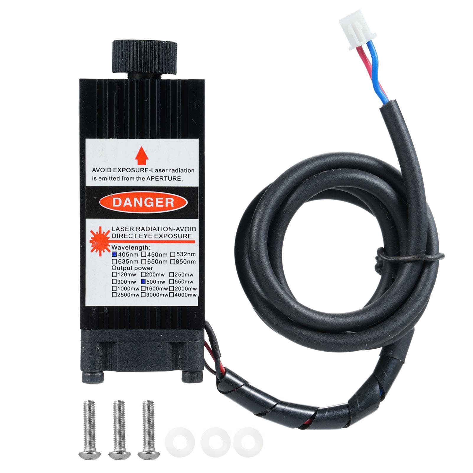 Laser Engraving Modul Interface Focusable Engraving 450nm 500mw Module Head 12V Blue Violet 2 PIN black