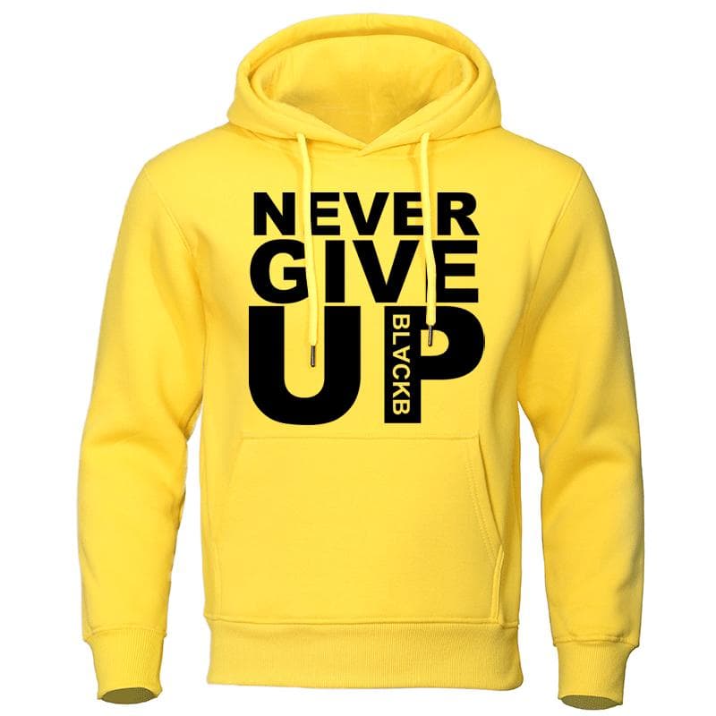 Men's Hoodies Brand Sweatshirts Soft Autumn Winter Tracksuit Never Give Up Print Tops Cotton Streetwear Quality Male Pullovers L