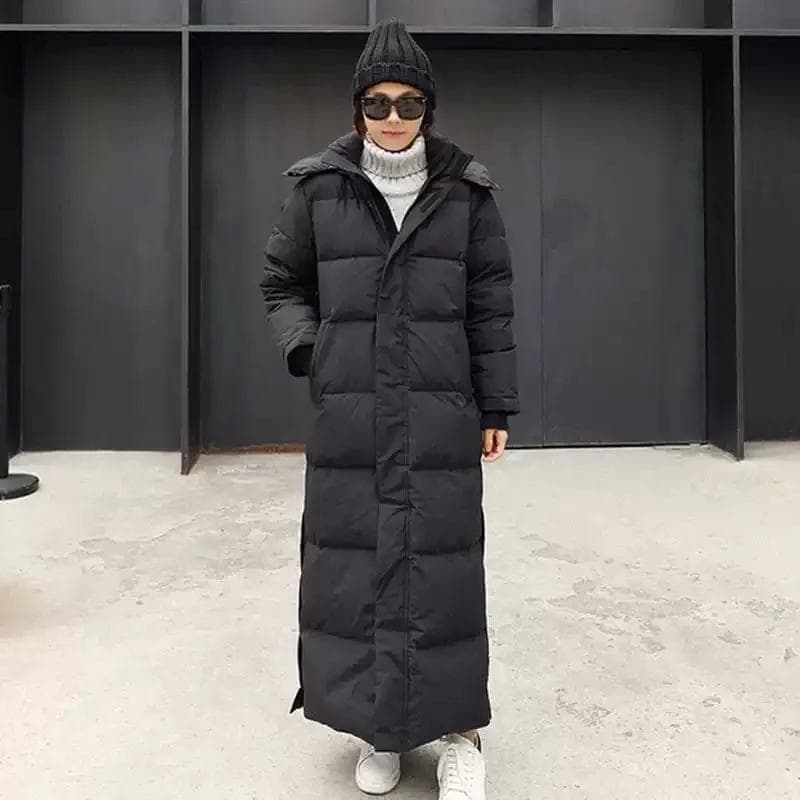 Super Long Padded Cotton Jacket Women 2023 New Korean Over-The-Knee Fashion Parkas Winter Female Thick Black Down Cotton Coat S black