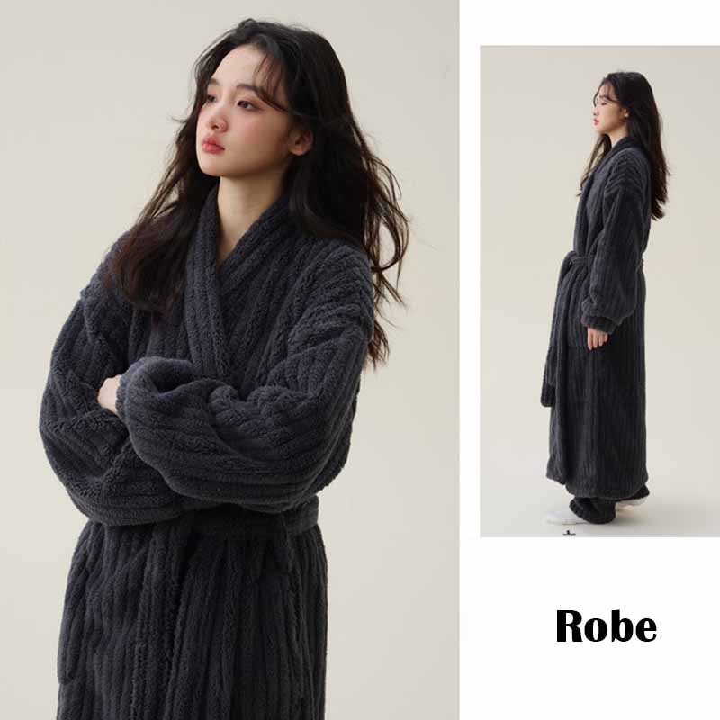 Couples Nightwear Sexy Bathrobes Men Warm Kimonos Coral Velvet Thickened Robes Long Pants Women's Winter Home Clothes Sleepwear XL