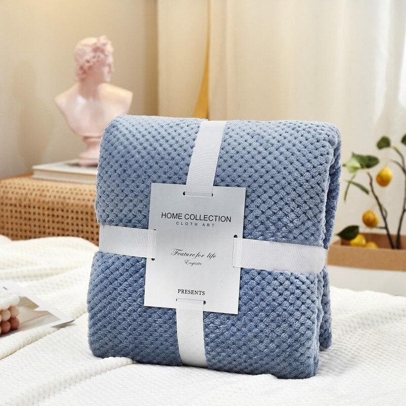 Soft Warm Flannel Blankets For Beds Solid Pink Blue Coral Fleece Mink Throw Sofa Cover Bedspread Fluffy Plaid Blankets 70x100cm blue
