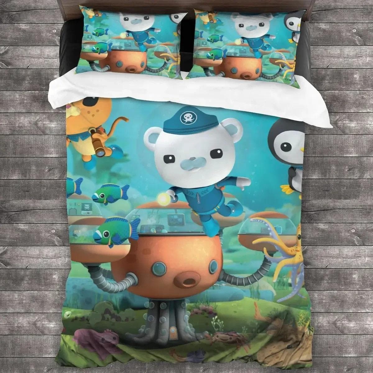 Cartoon Octonauts Bedding Set Duvet Cover Bed Set Quilt Cover Pillowcase Comforter king Queen Size Boys Adult Bedding Set AU Single 140x210cm
