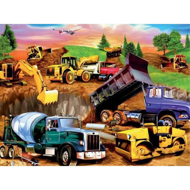 Diy Diamond Painting Excavator Engineering Diamond Embroidery Truck Picture By Rhinestones 20X30CM