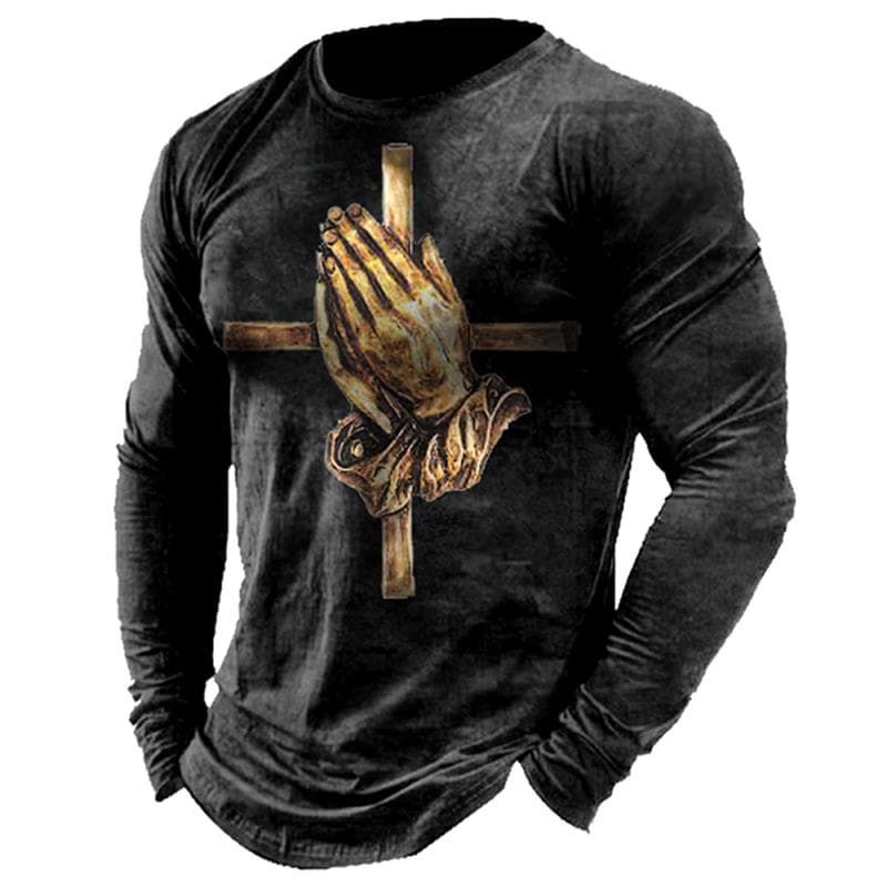 3D Heroic Templar T Shirt Men's Long Sleeve All-match Tops Fashion Street Hip Hop Cool Clothing Men Casual TShirts Oversized 6XL 5XL