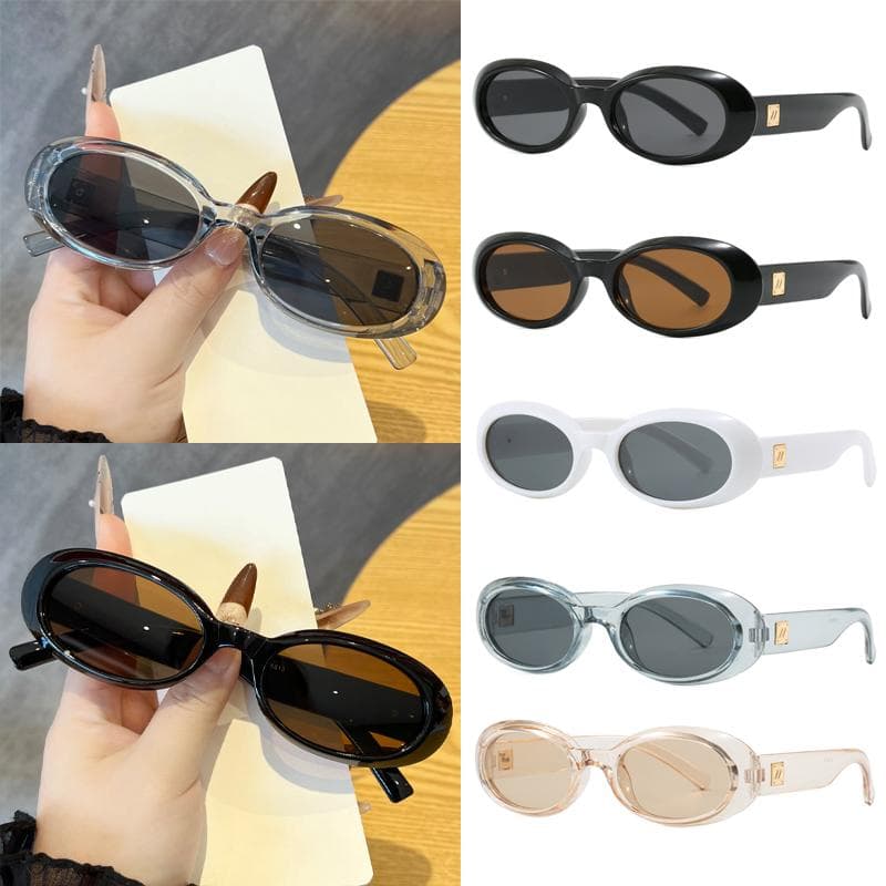5pcs Retro Oval Sunglasses UV400 Protection Outdoor Riding Cycling Shades for Women Men Punk Style