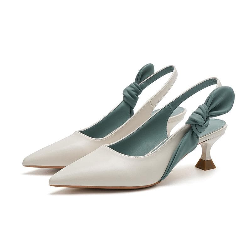 Korean Version of Color Matching Strap High-heeled Sandals Female Niche Pointed Shoes Female Fairy Wind Commuter Stiletto Sandals 37 beige
