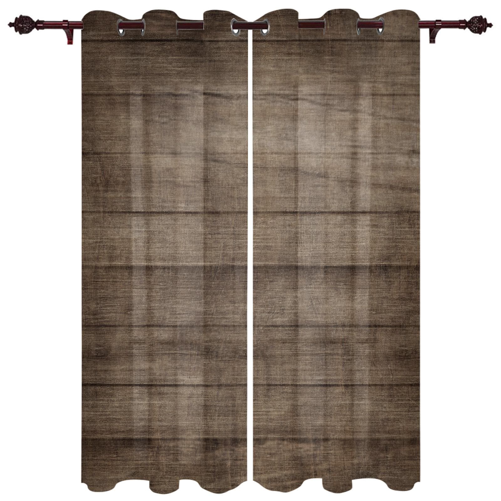 Wooden Door Retro Style Window Curtain Bedroom Living Room Window Drapes Kitchen Decoration Blinds Curtain 135W x 115H(cm) x1