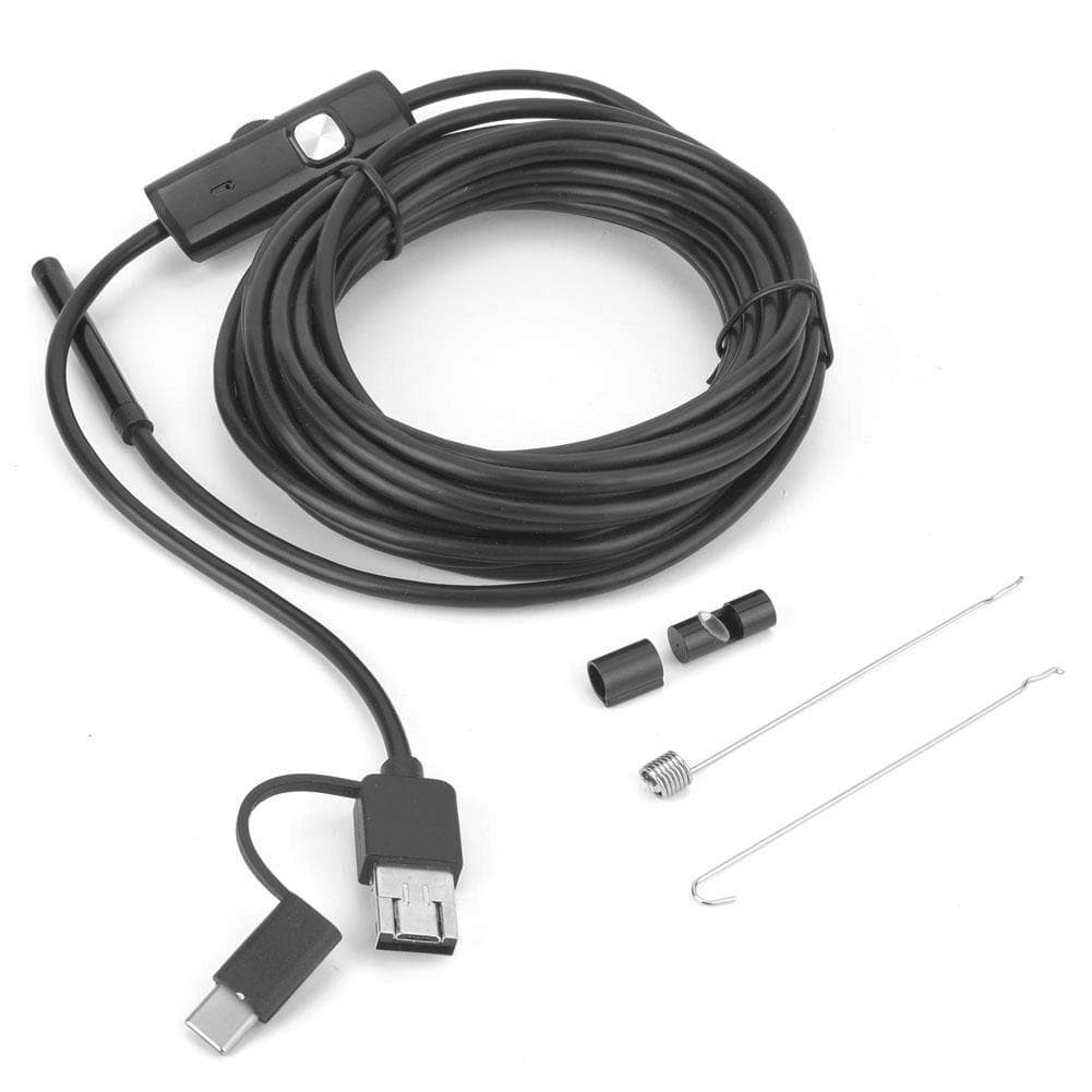 Y102 USB 3 in 1 Endoscope 5.5mm Lens 6LED 5M Cable IP67 Waterproof Borescope Inspection Camera white