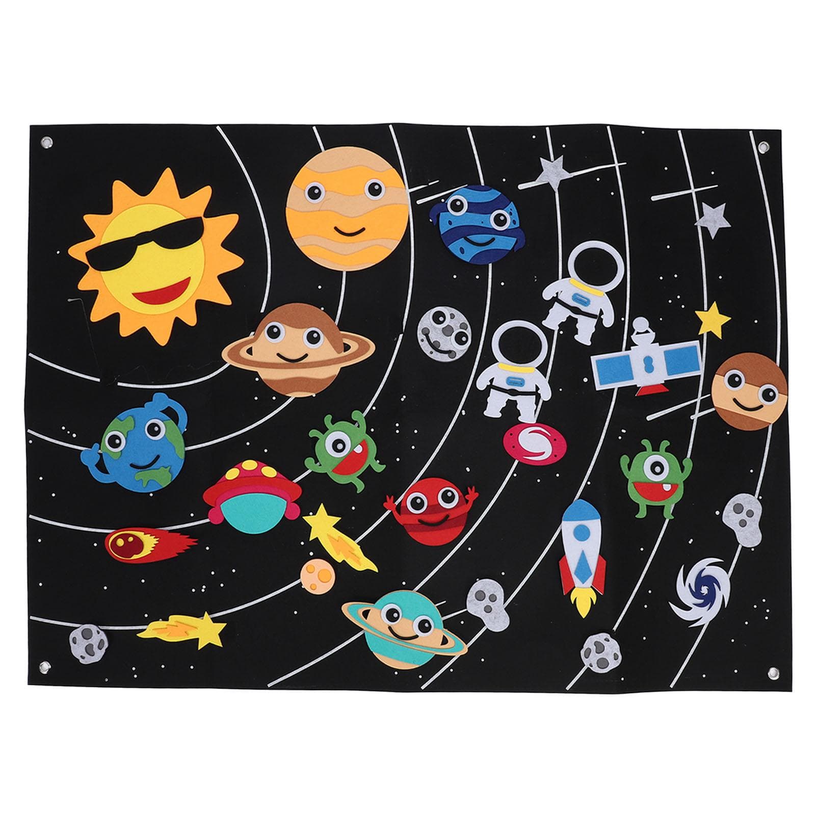 Solar System Felt Story Board Outer Space Universe Storytelling Wall Hanging Felt Board Interactive