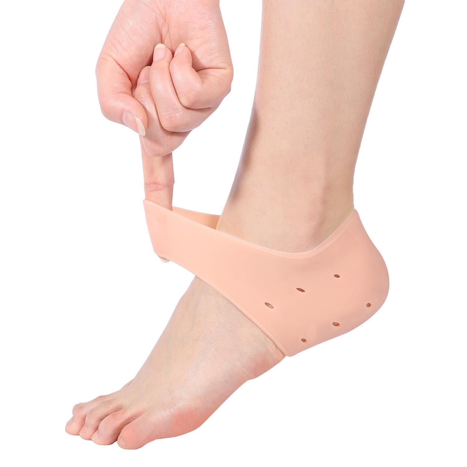 2PCS Silicone Moisturizing Gel Heel Pain Protective Socks Dry Foot Sleeves Air Holes Flesh