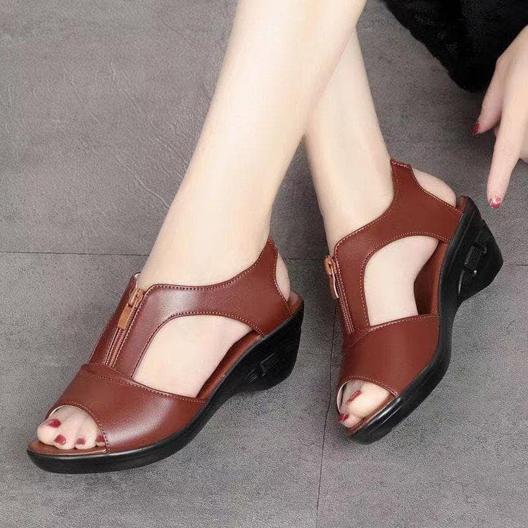 Summer Women Sandals Wedge Sandals Plus Size Sandals Flat Women's Shoes Sandals Ladies Roman Sandals 39 brown