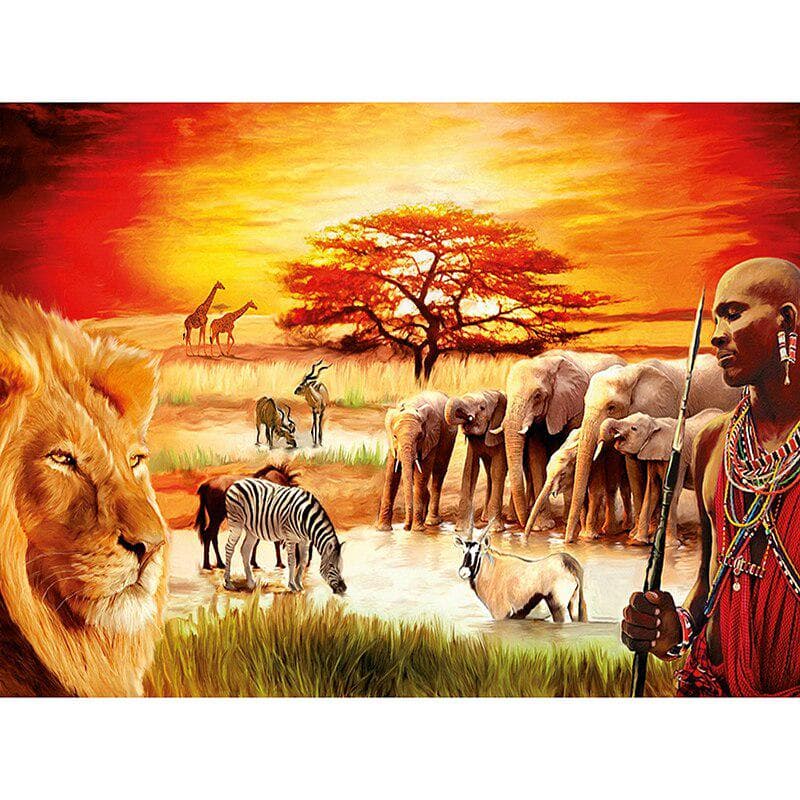 5D Diamond Painting Cross Stitch Handmade Diamond Embroidery African elephant Home decor 20X30CM