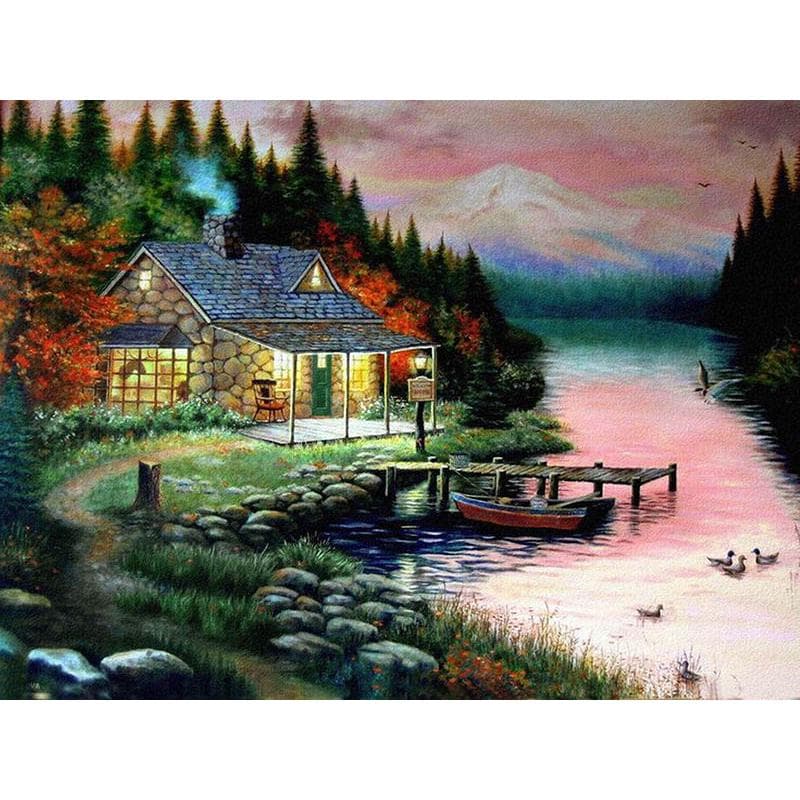 5D Diamond Painting Landscape Painting DIY Cross Stitch Paste Diamond Mosaic Decorative Home 20X30CM grey