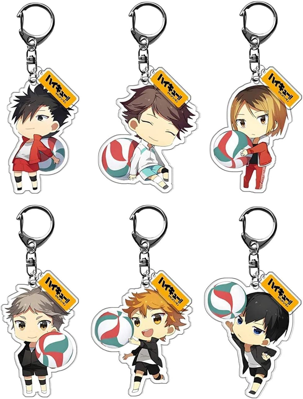 Sbdsyue Set of 6 Keychains for Tobio Kei Koushi Kenma and Tetsuro Perfect for Everyday Costume Moe Anime Phone Car Baby Showers (Yue) Haikyu!!