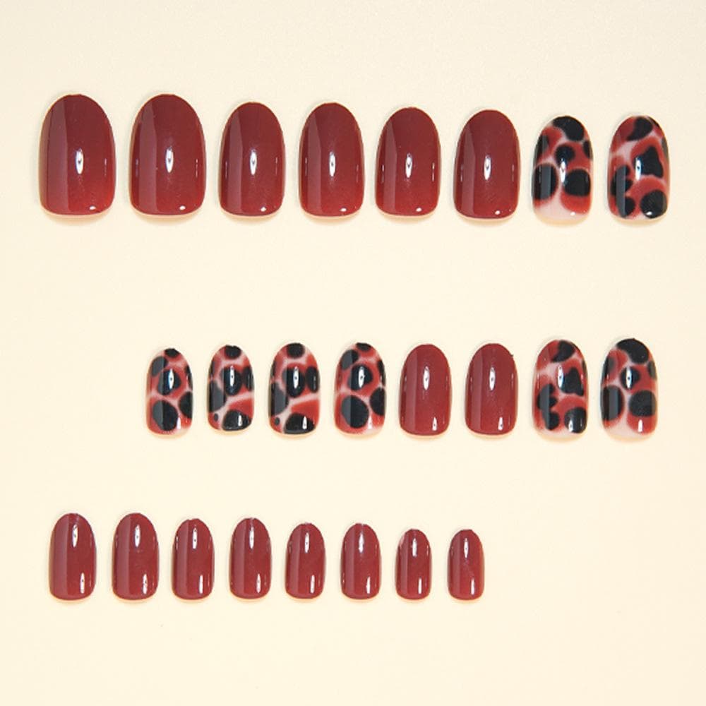24pcs Short Oval Brown French Acrylic Press-On Nails, Suitable For Parties, Dancing And Daily Use Nail Supplies