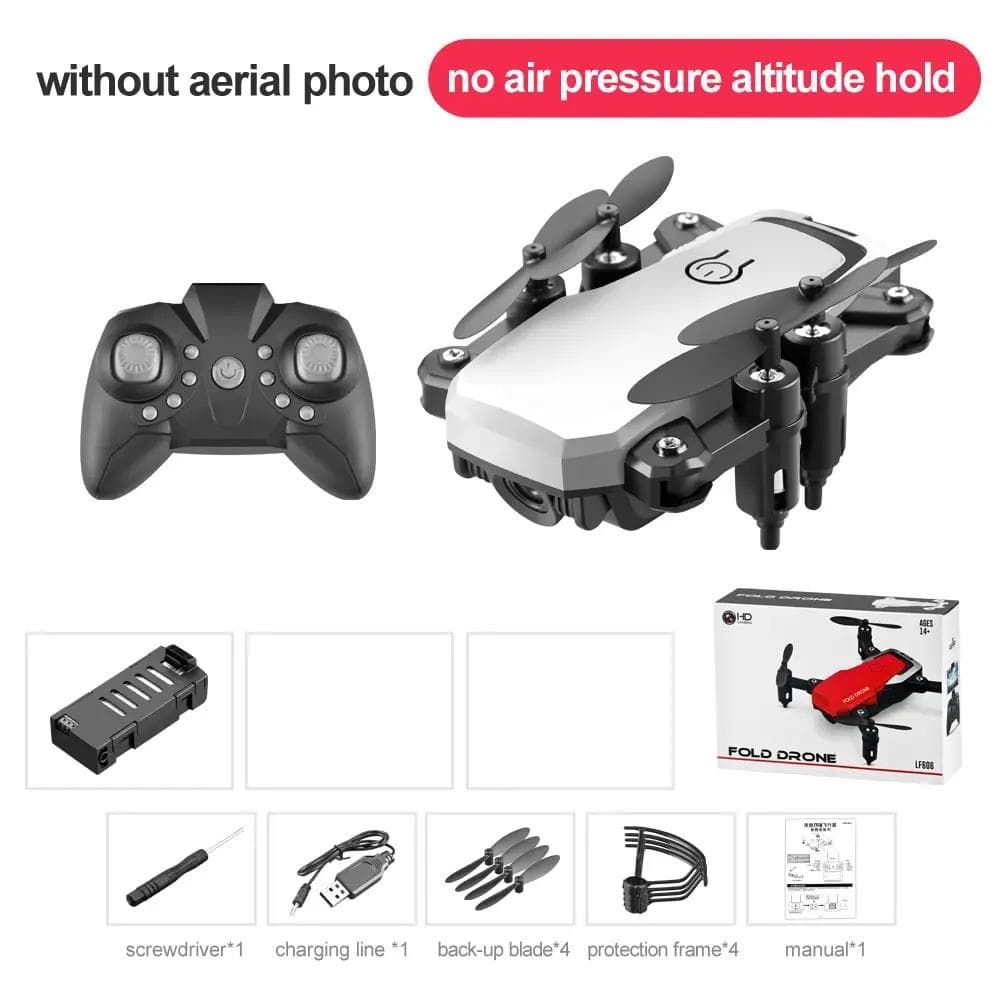 New LF606 Drone WIFI FPV Mini Drone with Wide Angle HD 4K 1080P Camera Altitude Hold RC Helicopter Foldable Quadcopter Drone Gift No Camera white