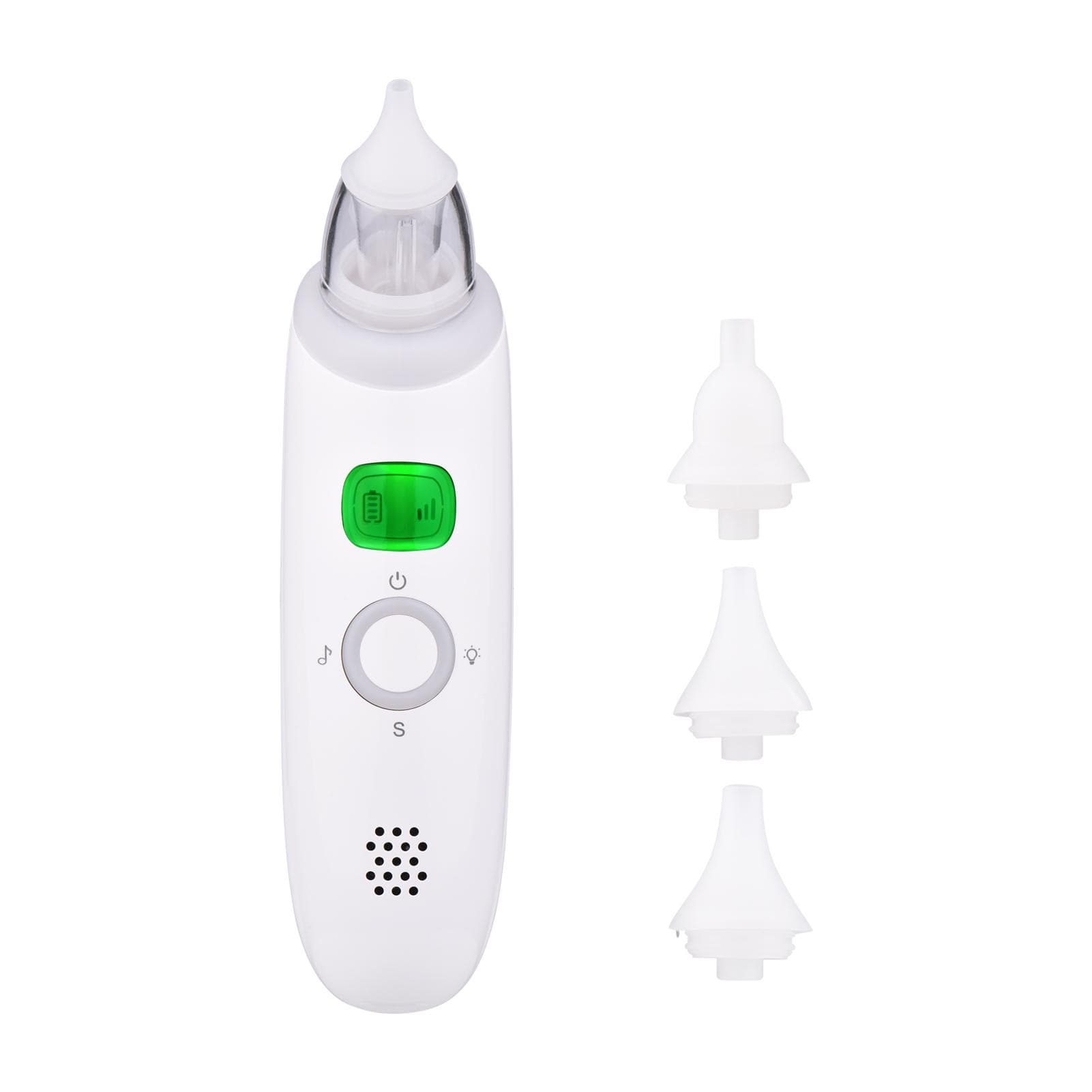 Electric Baby Nasal Aspirator Automatic Nose Sucker Cleaner for Infants 3 Suction Levels Low Noise white