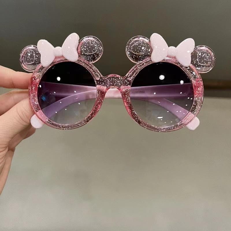 New Crystal Bow Children Sunglasses UV400 Sun Glasses Cute Girls Fashion Trend Personalized Cartoon Glasses 1PC