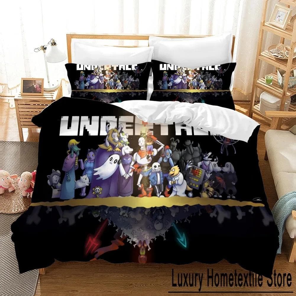 3D Printed Undertale Game Frisk Sans Papyrus Bedding Set Boys Girls Twin Queen Size Duvet Cover Pillowcase Bed Kids Adult EU Single 135x200cm