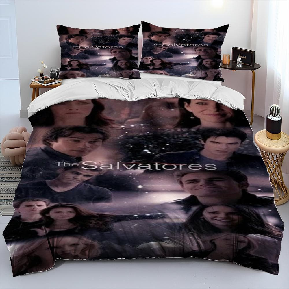 New Movie The Vampire Diaries Bedding Set Single Twin Full Queen King Size Bed Set Adult Kid Bedroom Duvetcover Set Home Textile AU Single 140x210cm
