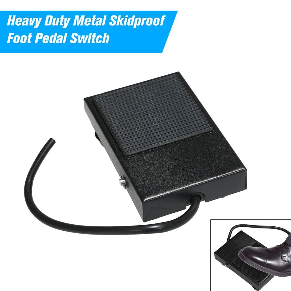 Heavy Duty Metal Skidproof Foot Pedal Switch Treadle Foot Switch Momentary Control 3 Wire NO/NC black