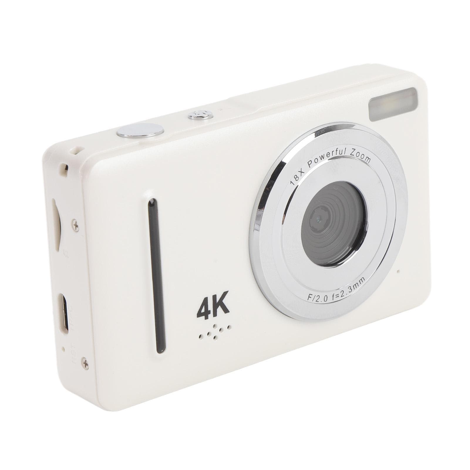 Digital Camera 4K 64MP 2.4inch Screen 18x Digital Zoom Portable Compact Travel Video Camera for white