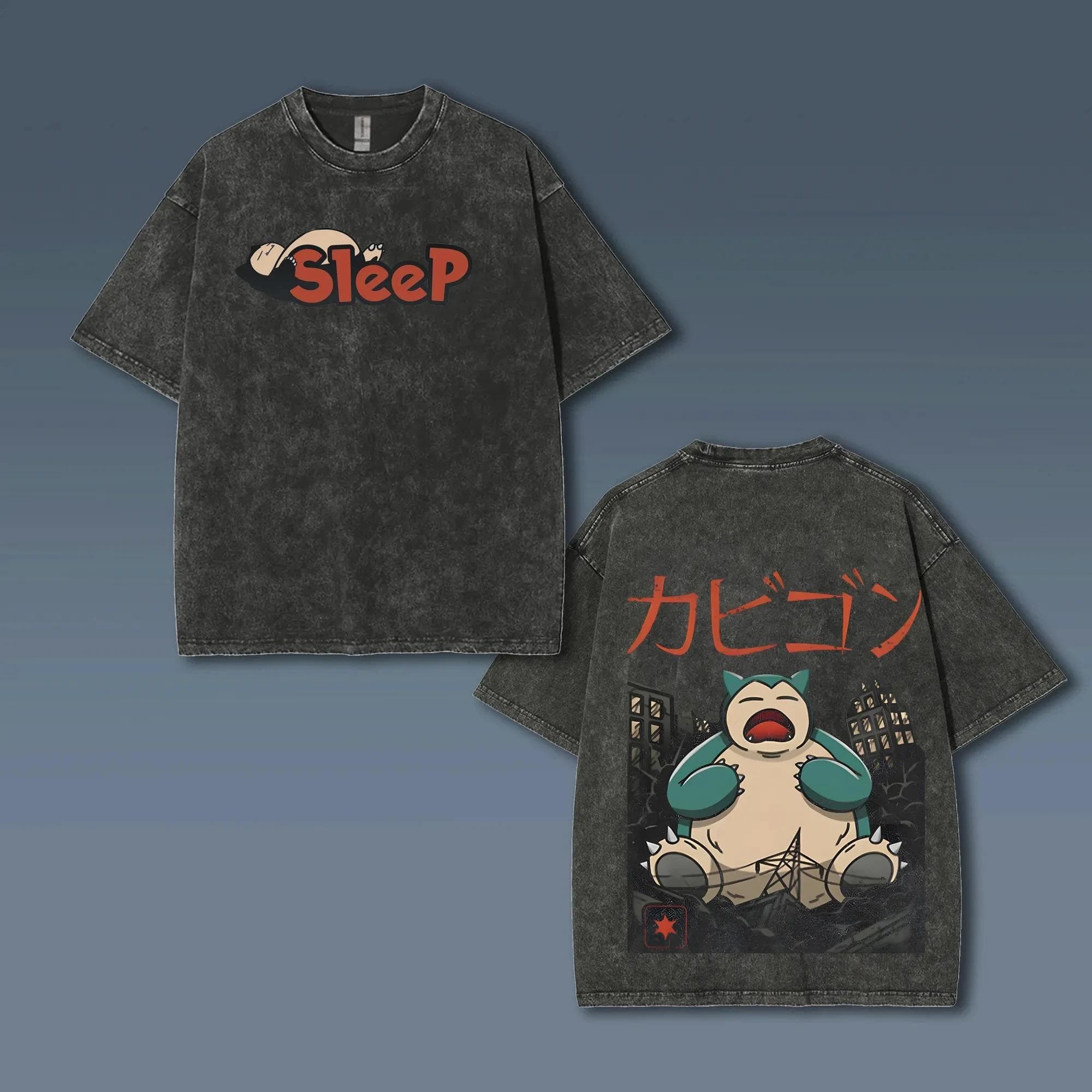 Pokémon Animation Derivatives Gengar Printing Retro Washed Short-sleeved T-shirt Men's and Women's 2026 Summer Fashion Clothing S beige