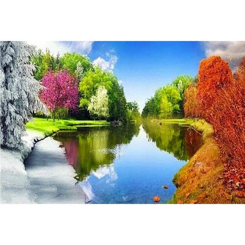 5D DIY Diamond Painting Four seasons trees Embroidery Cross Stitch Rhinestone Mosaic Home Decor 20X30CM