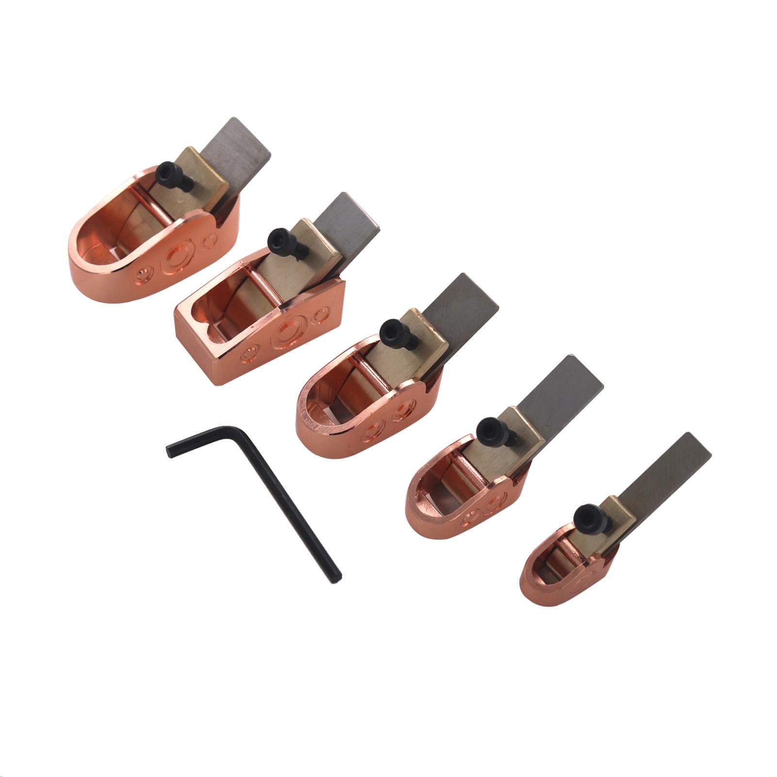 5pcs Woodworking Plane Cutter Set Violin Thumb Planers Curved Sole Metal Brass Luthier Tool for DIY rose gold